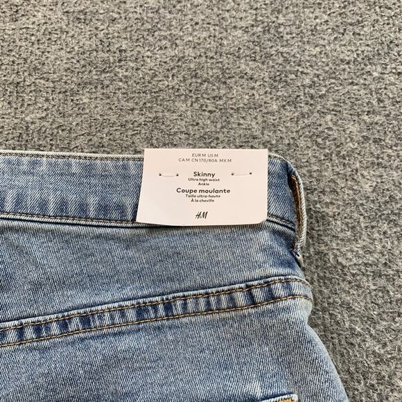 H&M Jeans Womens M Medium Light Wash Denim Skinny Ultra High Rise Ankle Stretch - Picture 9 of 11
